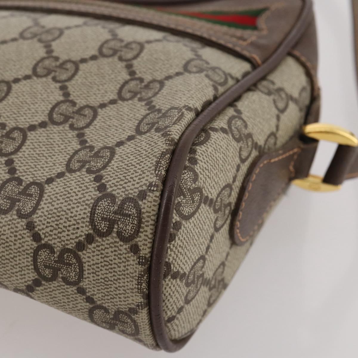 GUCCI GG Supreme Web Sherry Line Shoulder Bag PVC Beige 56 02 087 Auth BA15803
