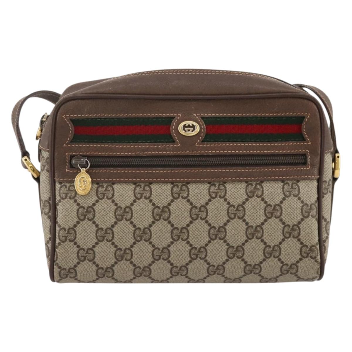 GUCCI GG Supreme Web Sherry Line Shoulder Bag PVC Beige 56 02 087 Auth BA15803