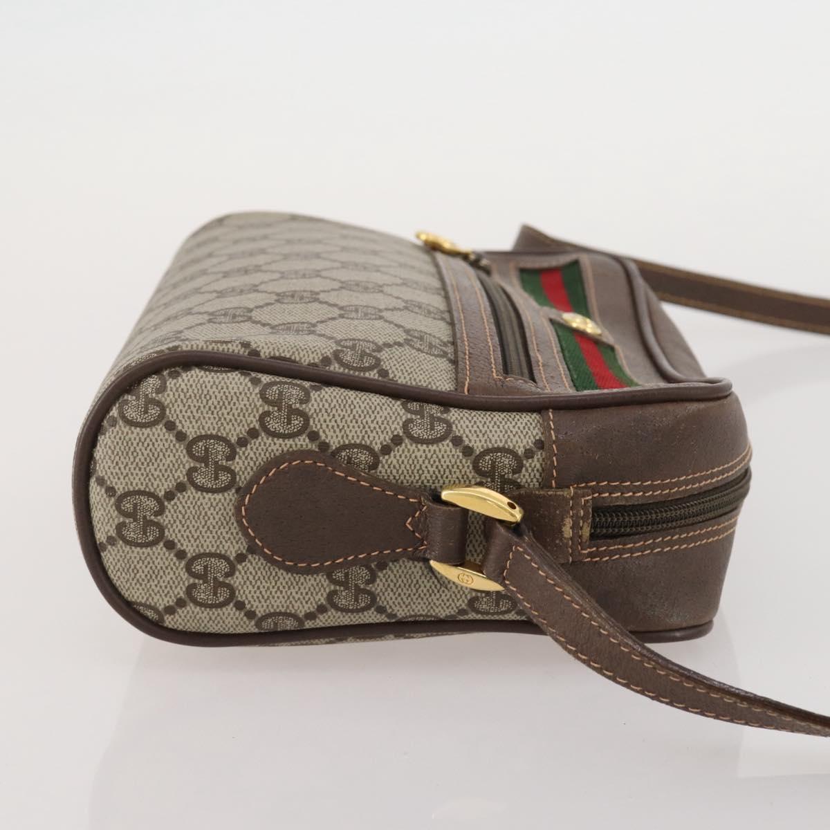 GUCCI GG Supreme Web Sherry Line Shoulder Bag PVC Beige 56 02 087 Auth BA15803