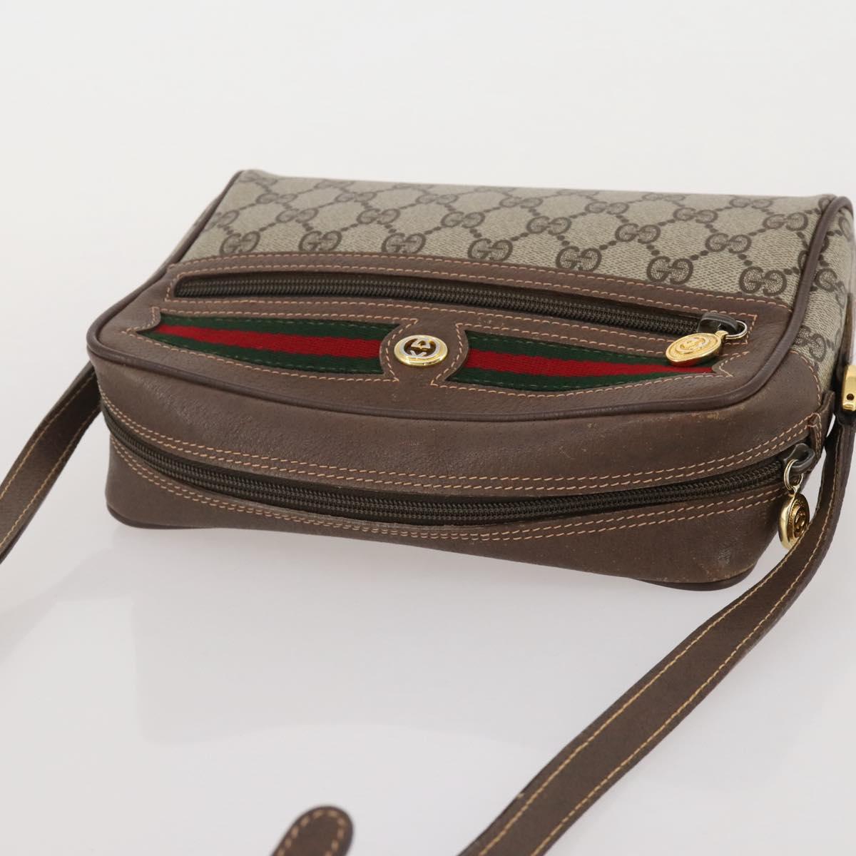 GUCCI GG Supreme Web Sherry Line Shoulder Bag PVC Beige 56 02 087 Auth BA15803