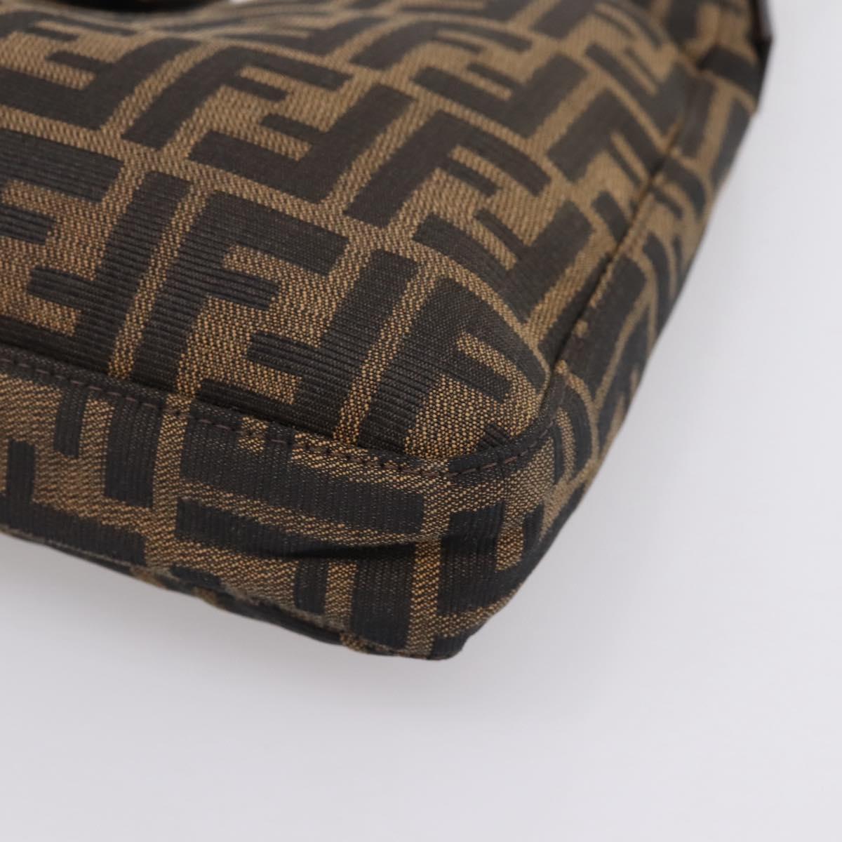 FENDI Zucca Canvas Mamma Baguette Shoulder Bag Black Brown Auth BA15806V