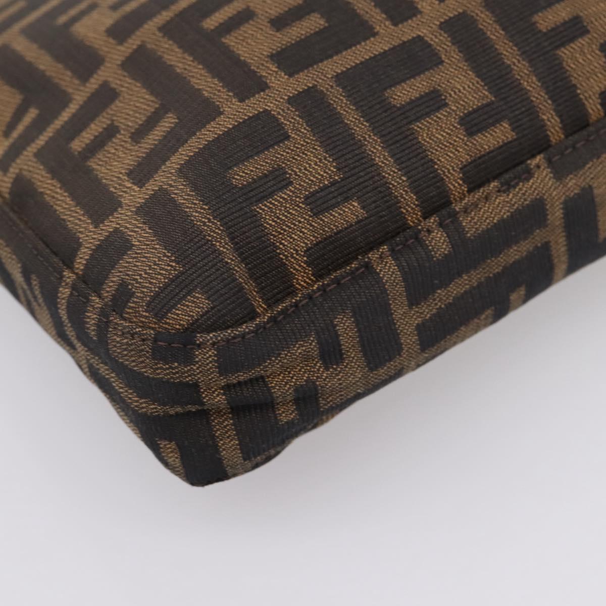 FENDI Zucca Canvas Mamma Baguette Shoulder Bag Black Brown Auth BA15806V