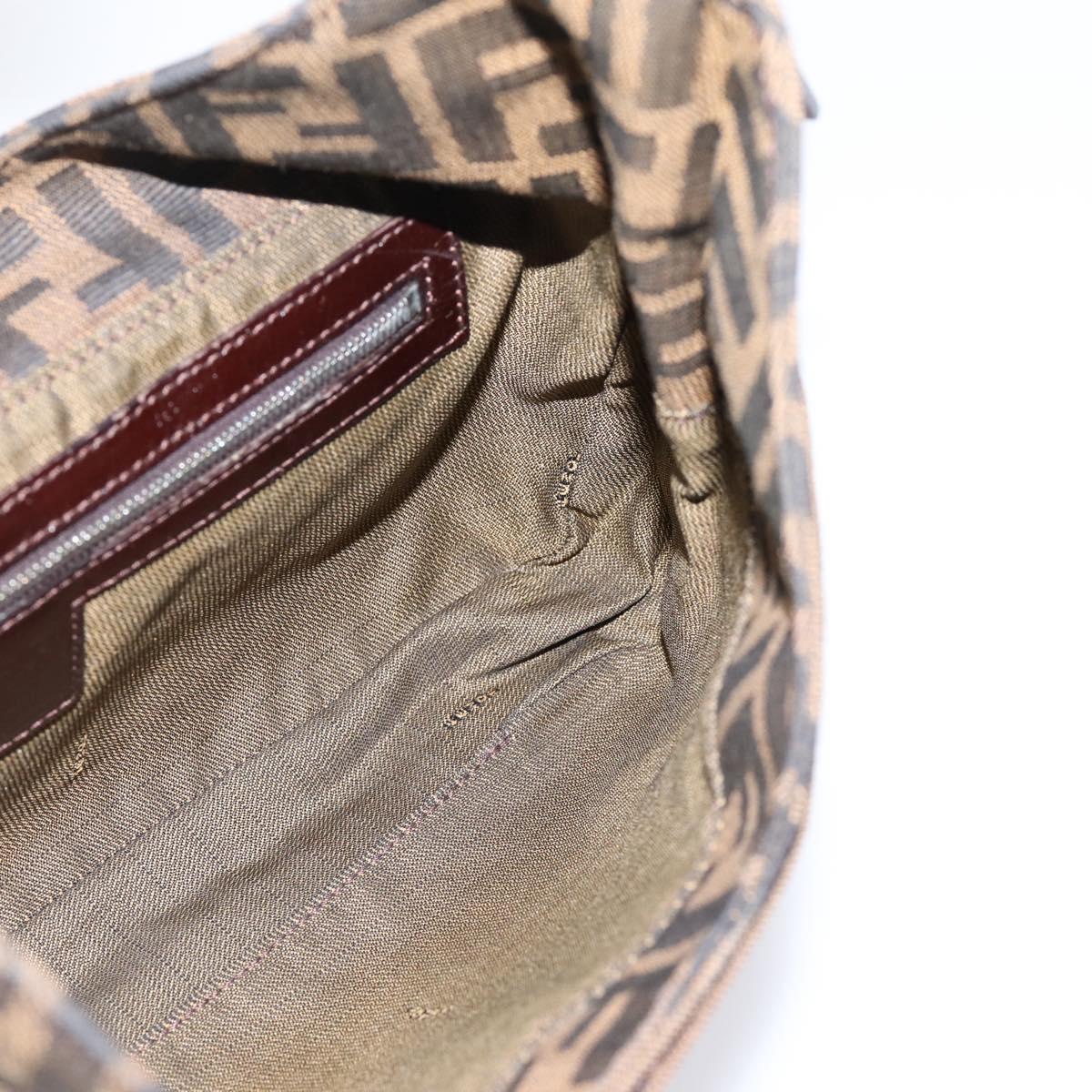 FENDI Zucca Canvas Mamma Baguette Shoulder Bag Black Brown Auth BA15806V