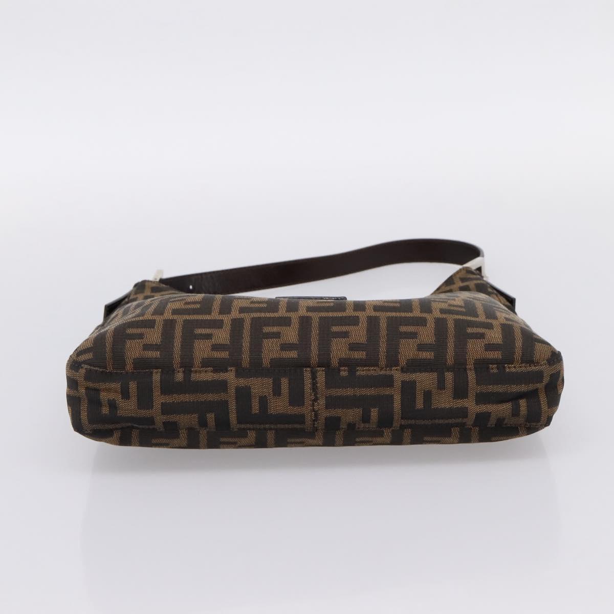 FENDI Zucca Canvas Mamma Baguette Shoulder Bag Black Brown Auth BA15806V