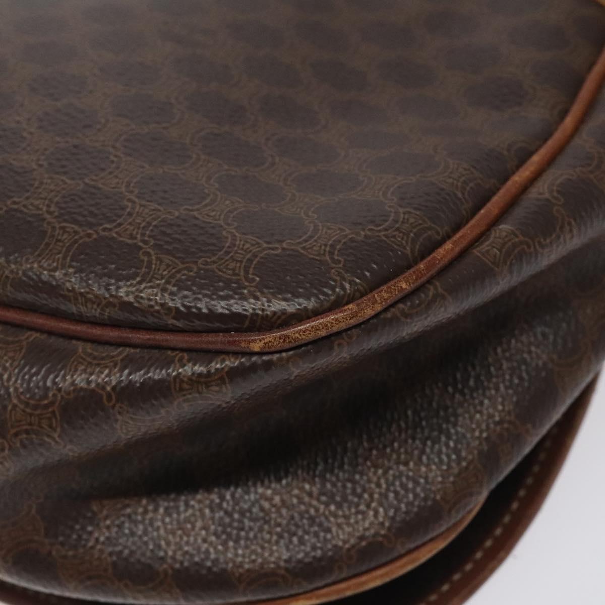 CELINE Macadam Canvas Shoulder Bag PVC Leather Brown Gold Auth BA1581