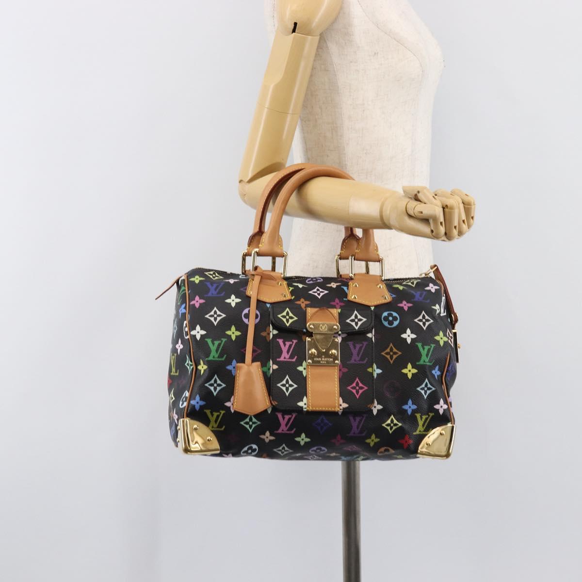 LOUIS VUITTON Monogram Multicolor Speedy 30 Hand Bag Black M92642 Auth BA15811V