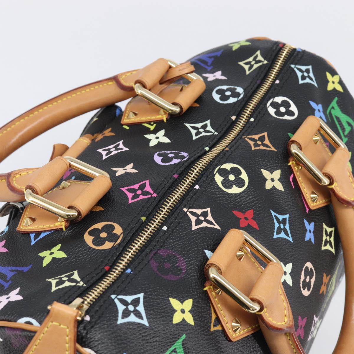 LOUIS VUITTON Monogram Multicolor Speedy 30 Hand Bag Black M92642 Auth BA15811V