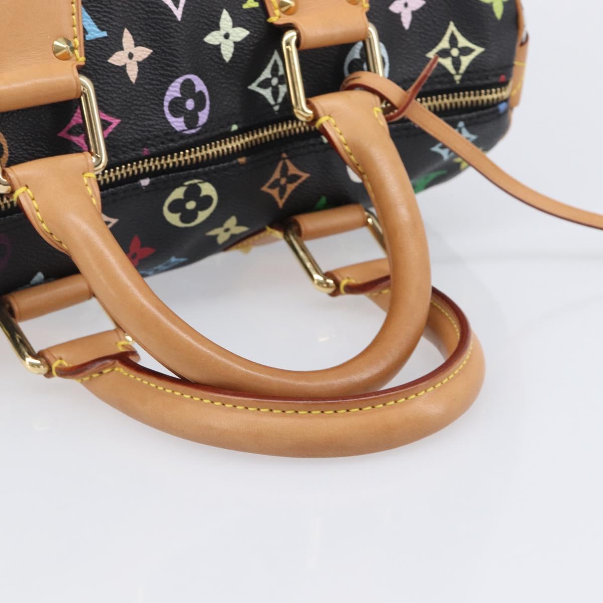 LOUIS VUITTON Monogram Multicolor Speedy 30 Hand Bag Black M92642 Auth BA15811V