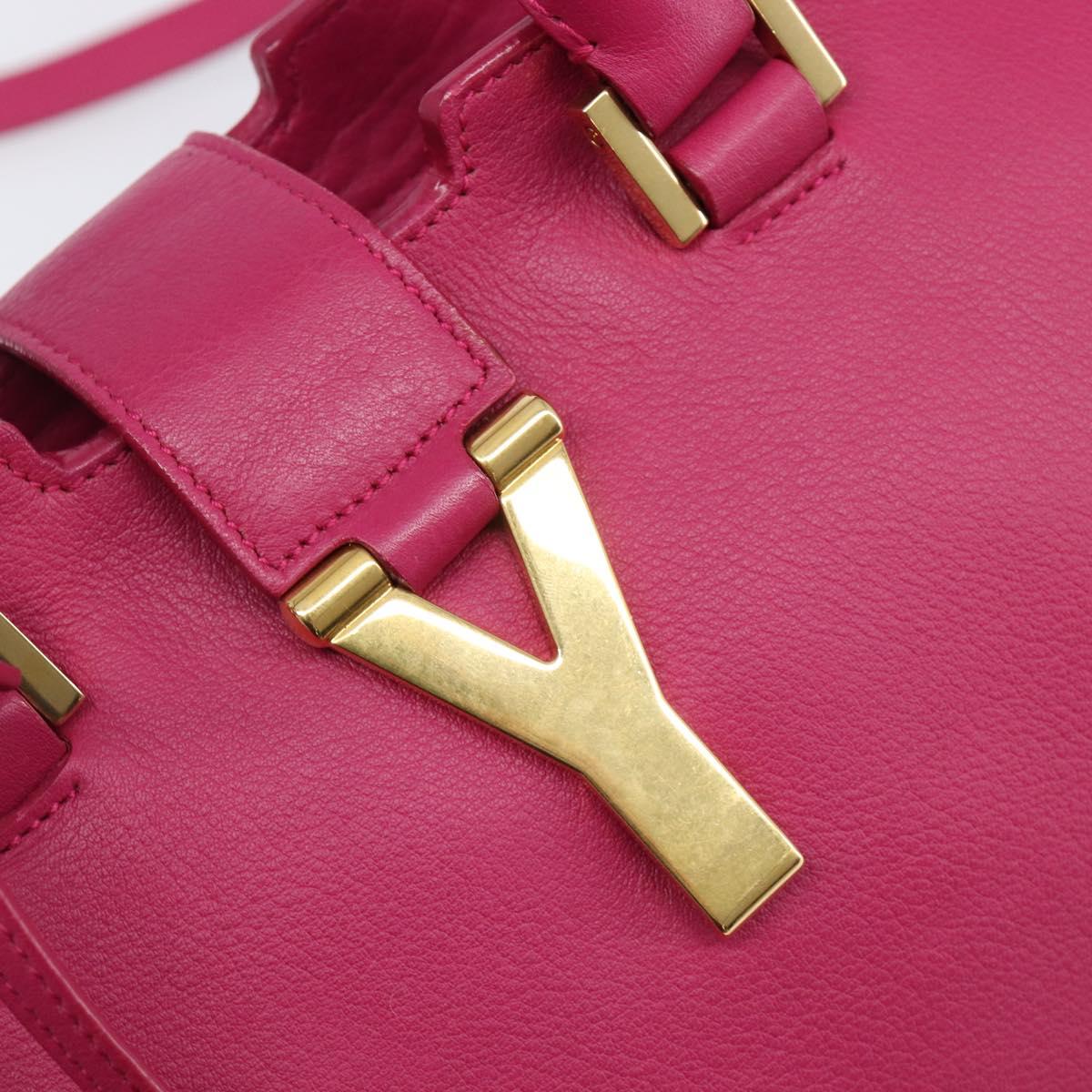SAINT LAURENT Petit Cabas Hand Bag Leather 2way Pink Gold Auth BA15814V