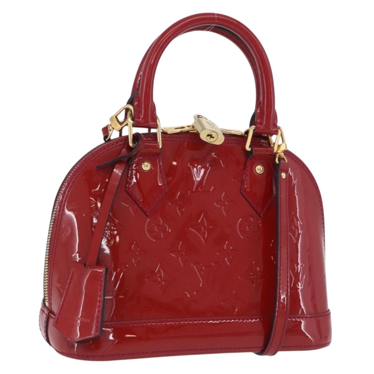 LOUIS VUITTON Monogram Vernis Alma BB Bag 2way Red Slys M90174 Auth BA15815A