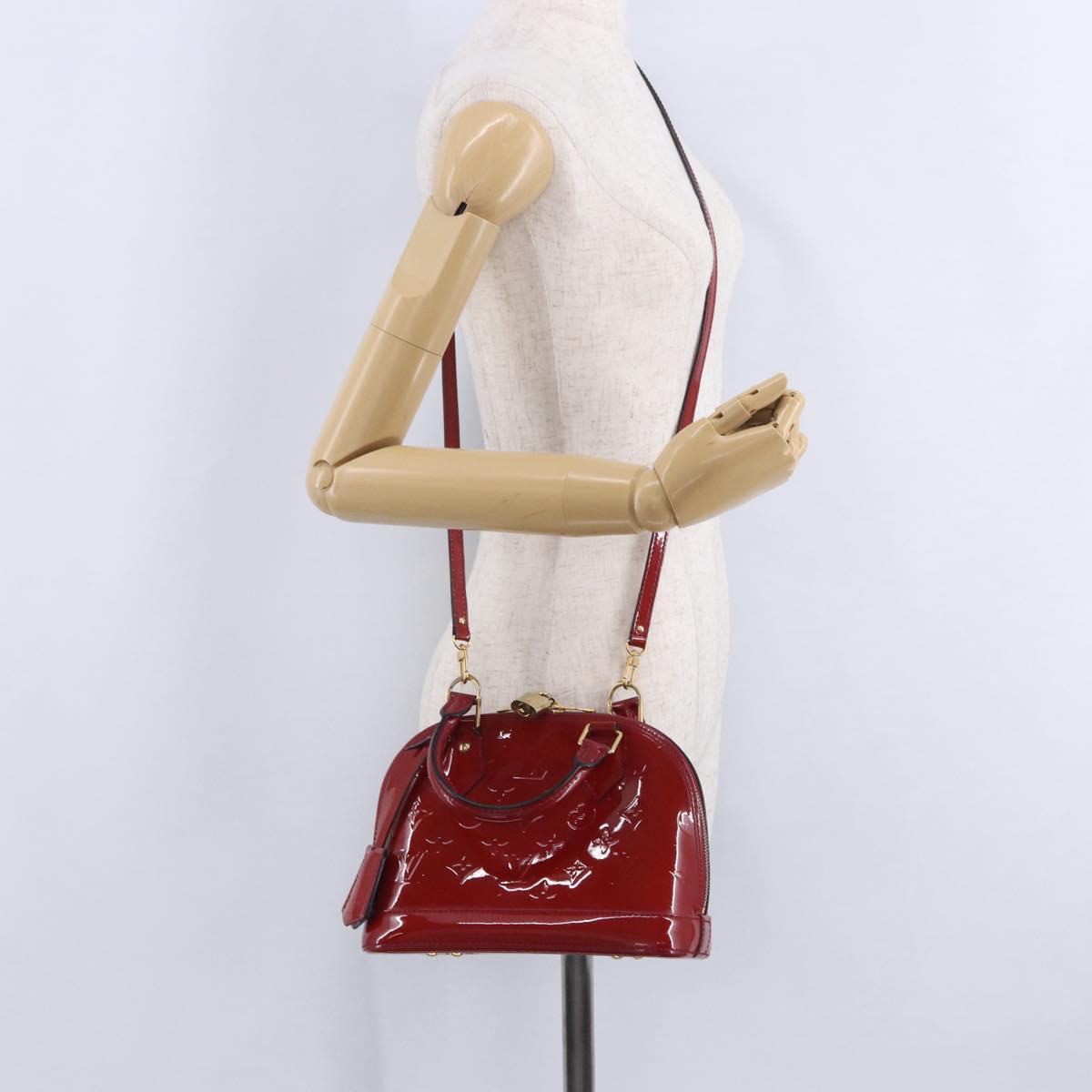 LOUIS VUITTON Monogram Vernis Alma BB Bag 2way Red Slys M90174 Auth BA15815A