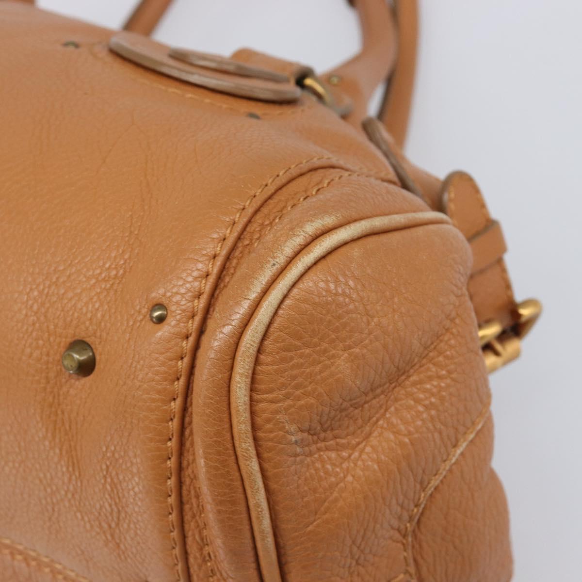 Chloe Paddington Hand Bag Leather Beige Gold Silver Auth BA15819V