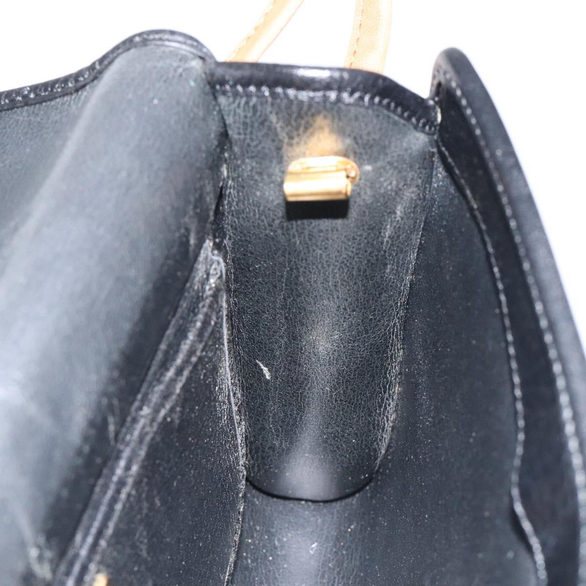 Christian Dior Shoulder Bag Leather Black Brown gold Auth BA1582