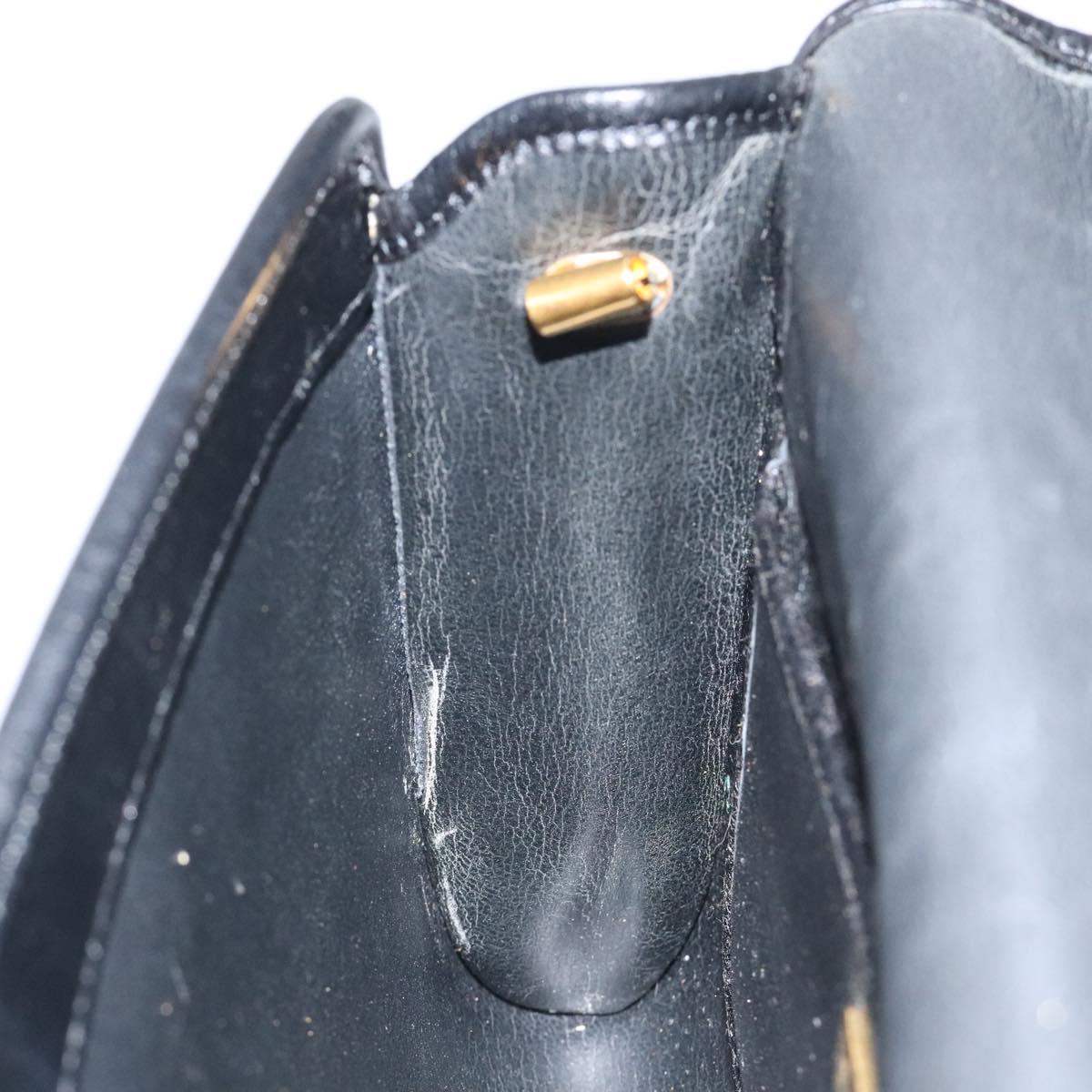 Christian Dior Shoulder Bag Leather Black Brown gold Auth BA1582