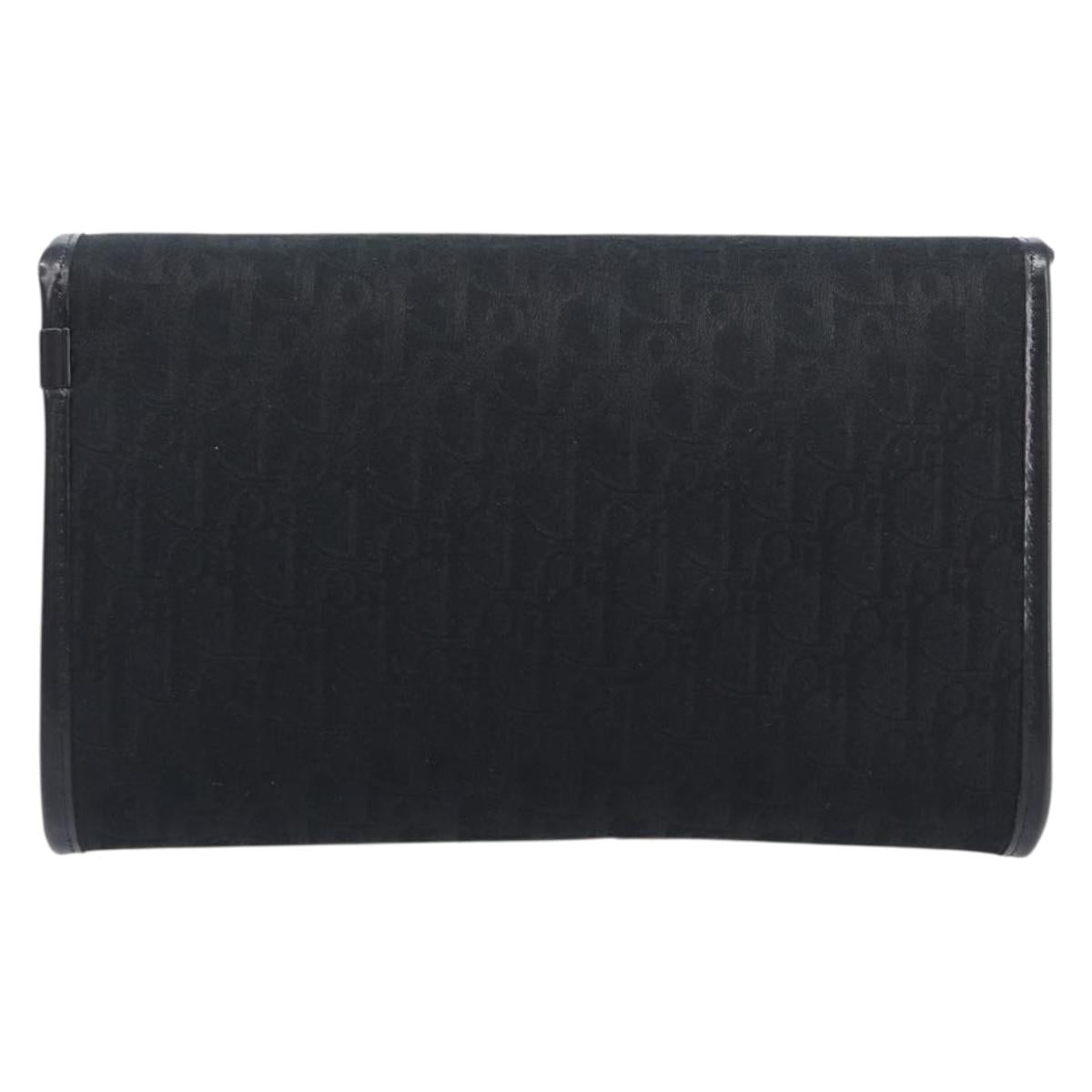 Christian Dior Trotter Canvas Chain Shoulder Bag Black Gold Auth BA15821