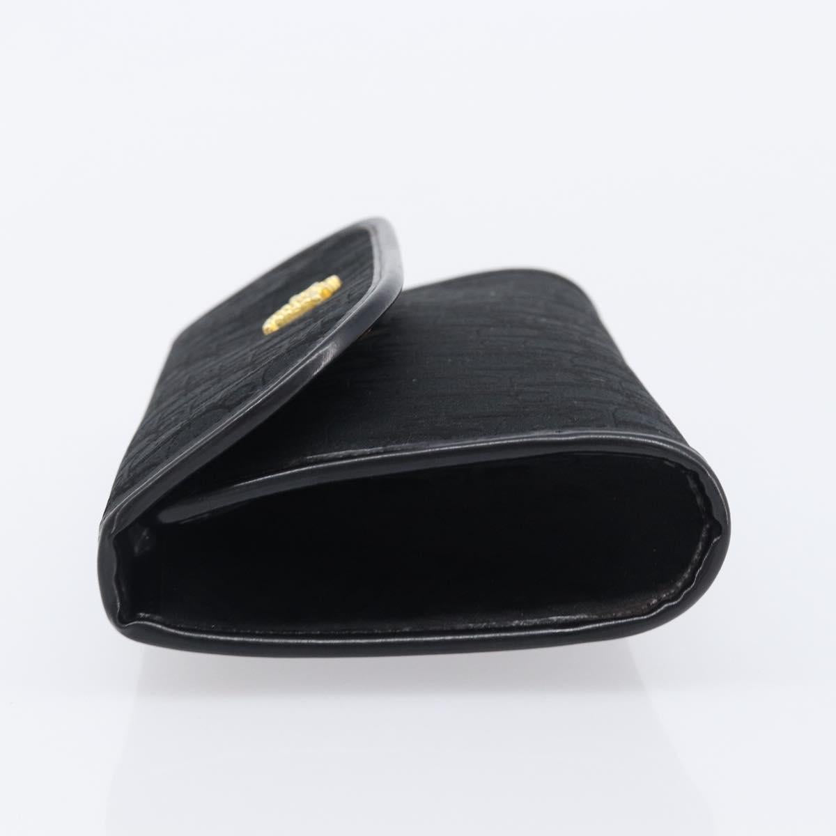 Christian Dior Trotter Canvas Chain Shoulder Bag Black Gold Auth BA15821