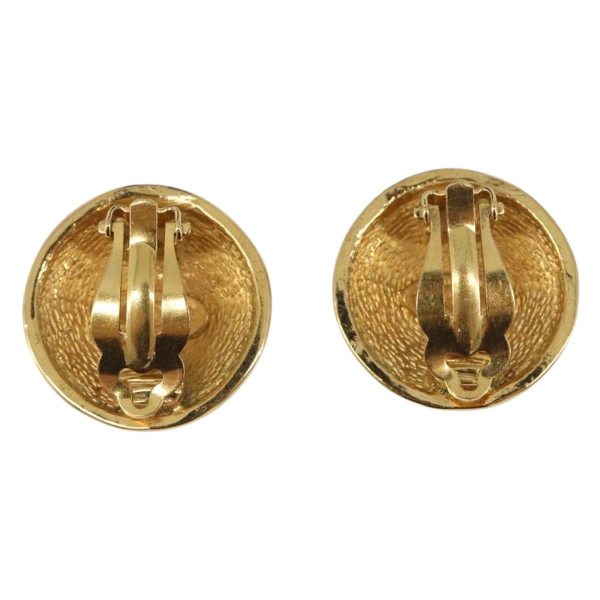 CHANEL Matelasse Earring metal Gold CC Auth BA15827