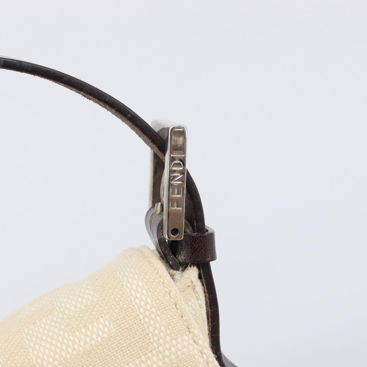 FENDI Zucca Canvas Mamma Baguette Shoulder Bag Beige Silver 26424 Auth BA15832V