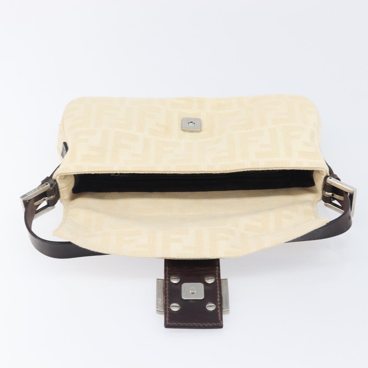FENDI Zucca Canvas Mamma Baguette Shoulder Bag Beige Silver 26424 Auth BA15832V