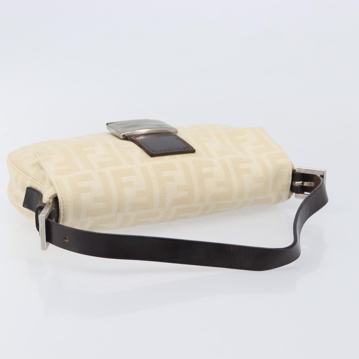 FENDI Zucca Canvas Mamma Baguette Shoulder Bag Beige Silver 26424 Auth BA15832V