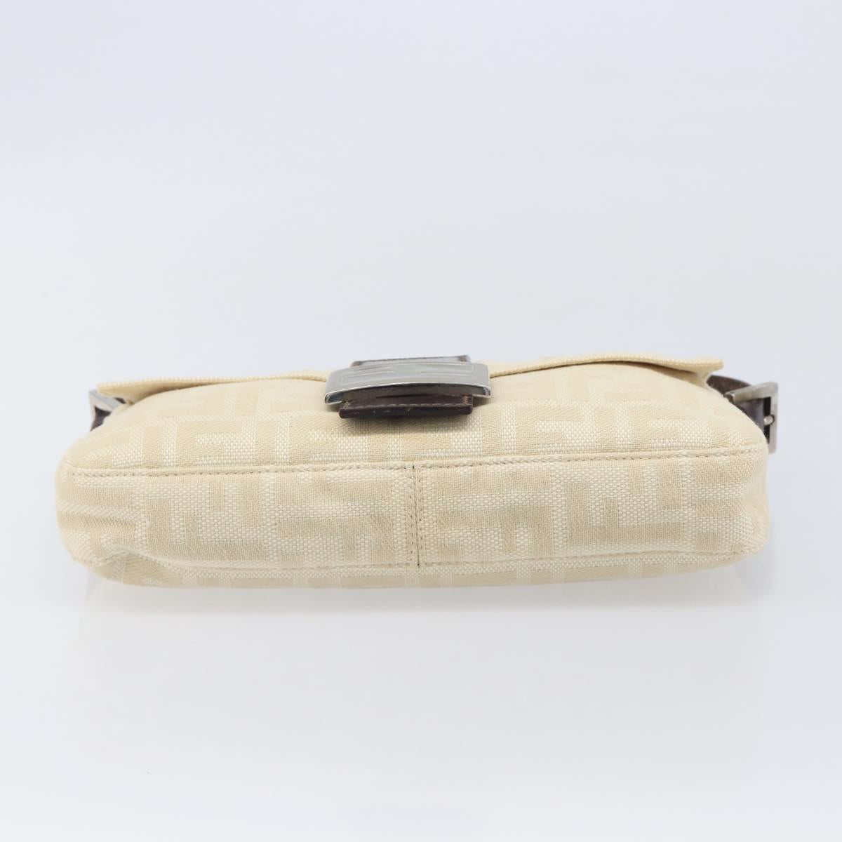 FENDI Zucca Canvas Mamma Baguette Shoulder Bag Beige Silver 26424 Auth BA15832V