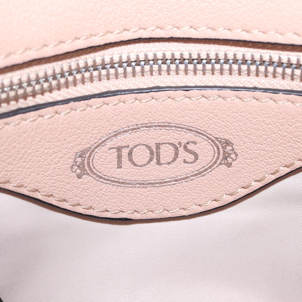 TOD'S Shoulder Bag Leather Beige Silver Auth BA15833V