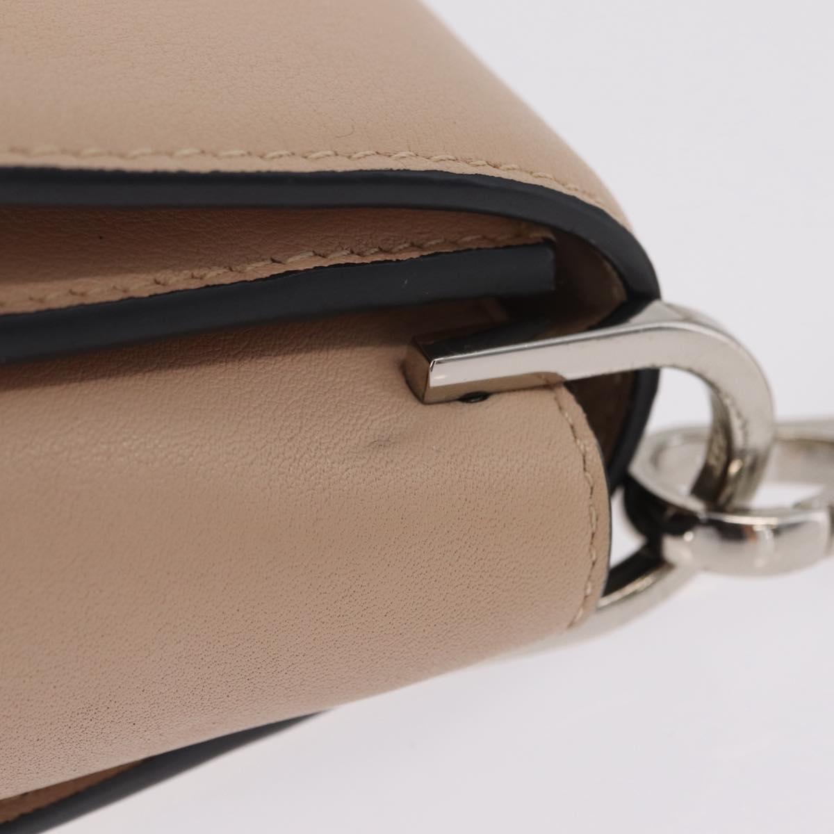 TOD'S Shoulder Bag Leather Beige Silver Auth BA15833V