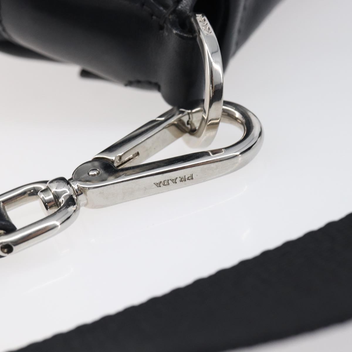 PRADA Shoulder Bag Leather Black Silver Auth BA15835V