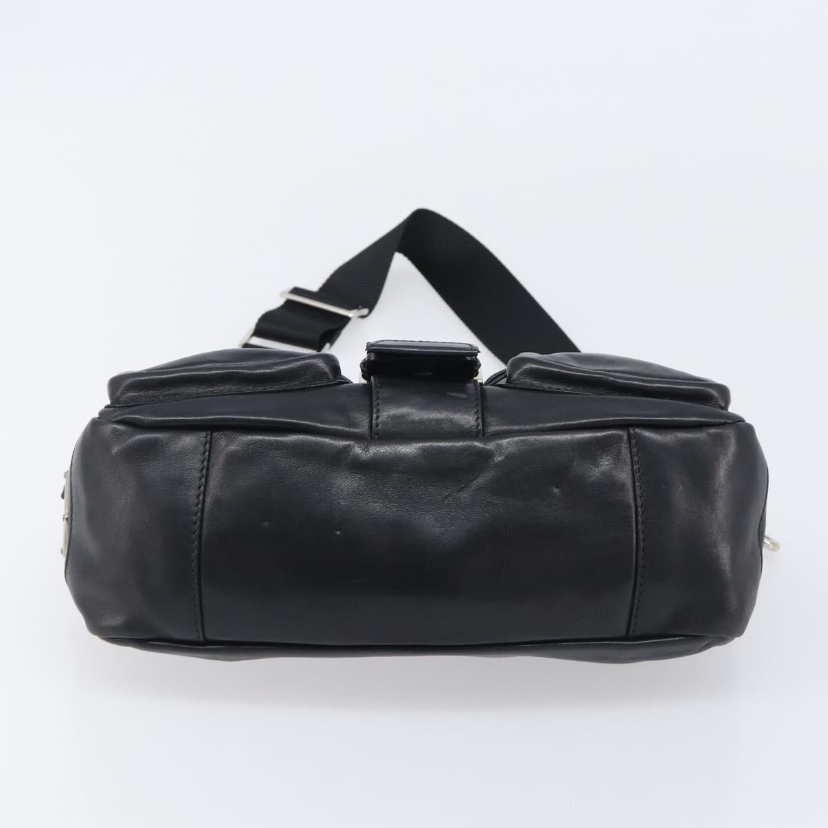 PRADA Shoulder Bag Leather Black Silver Auth BA15835V