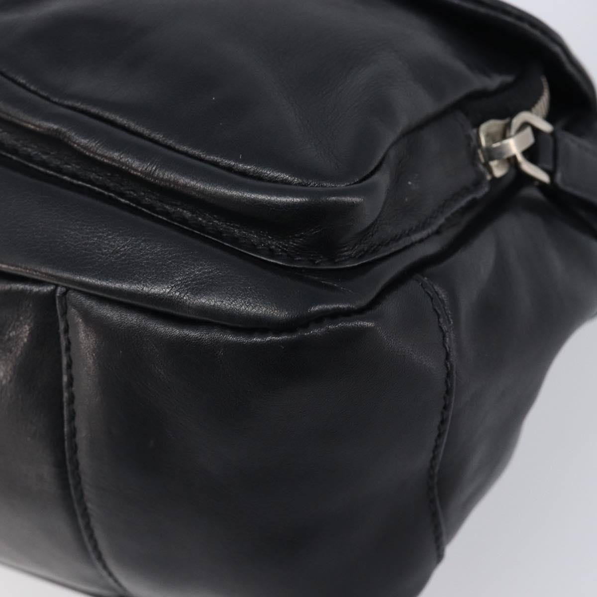 PRADA Shoulder Bag Leather Black Silver Auth BA15835V