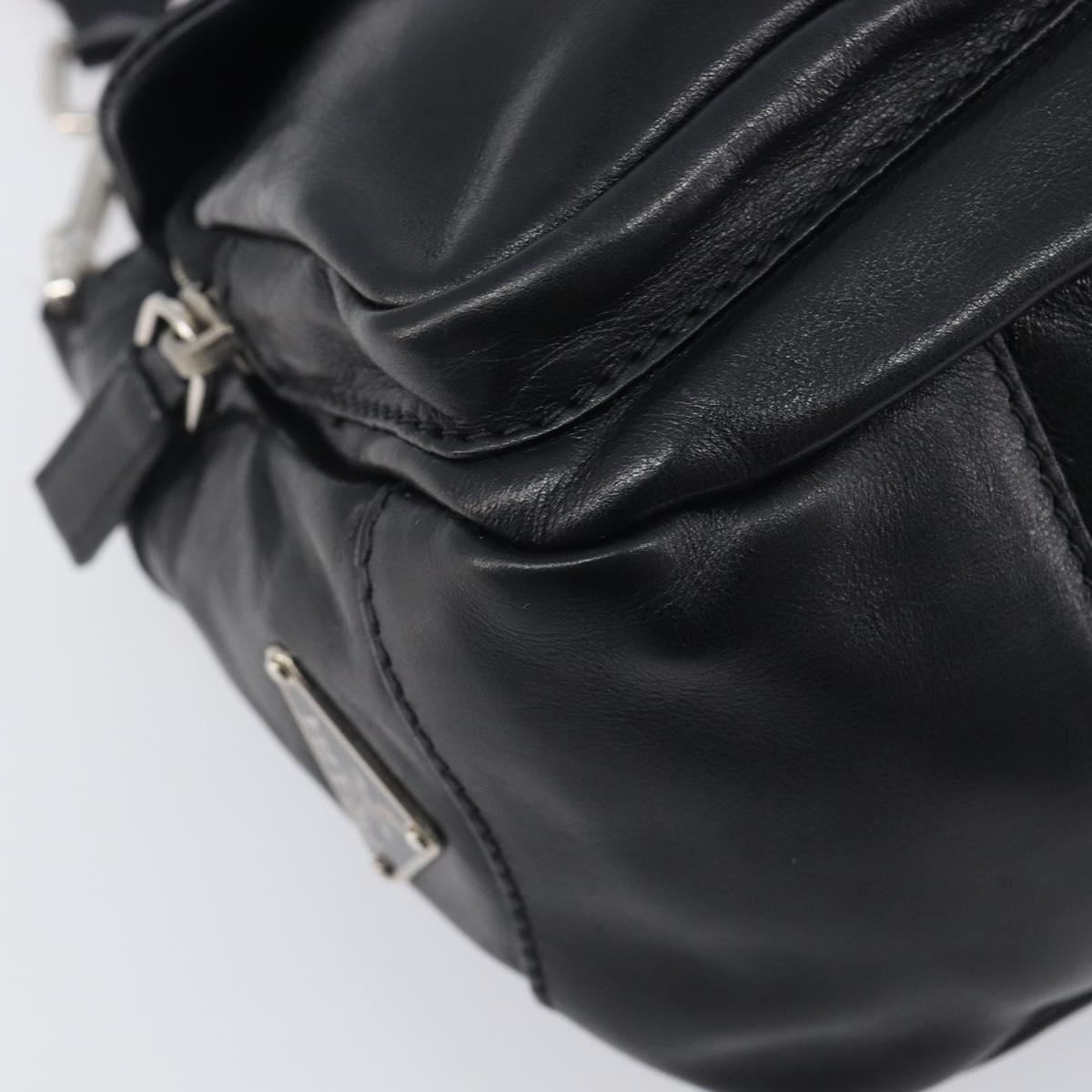 PRADA Shoulder Bag Leather Black Silver Auth BA15835V