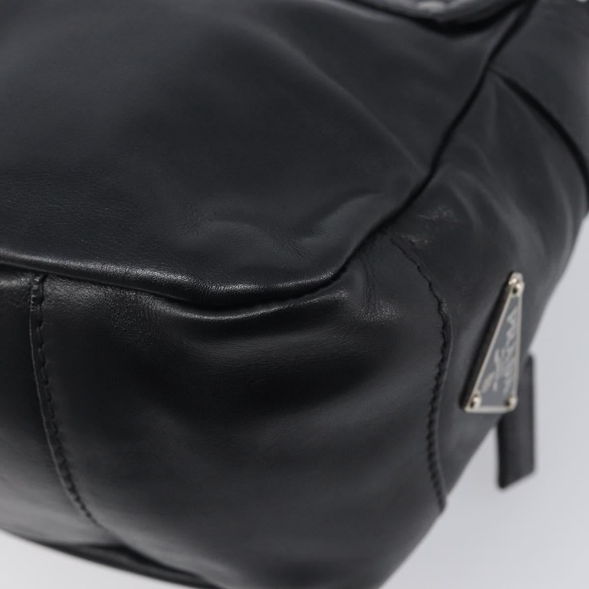 PRADA Shoulder Bag Leather Black Silver Auth BA15835V