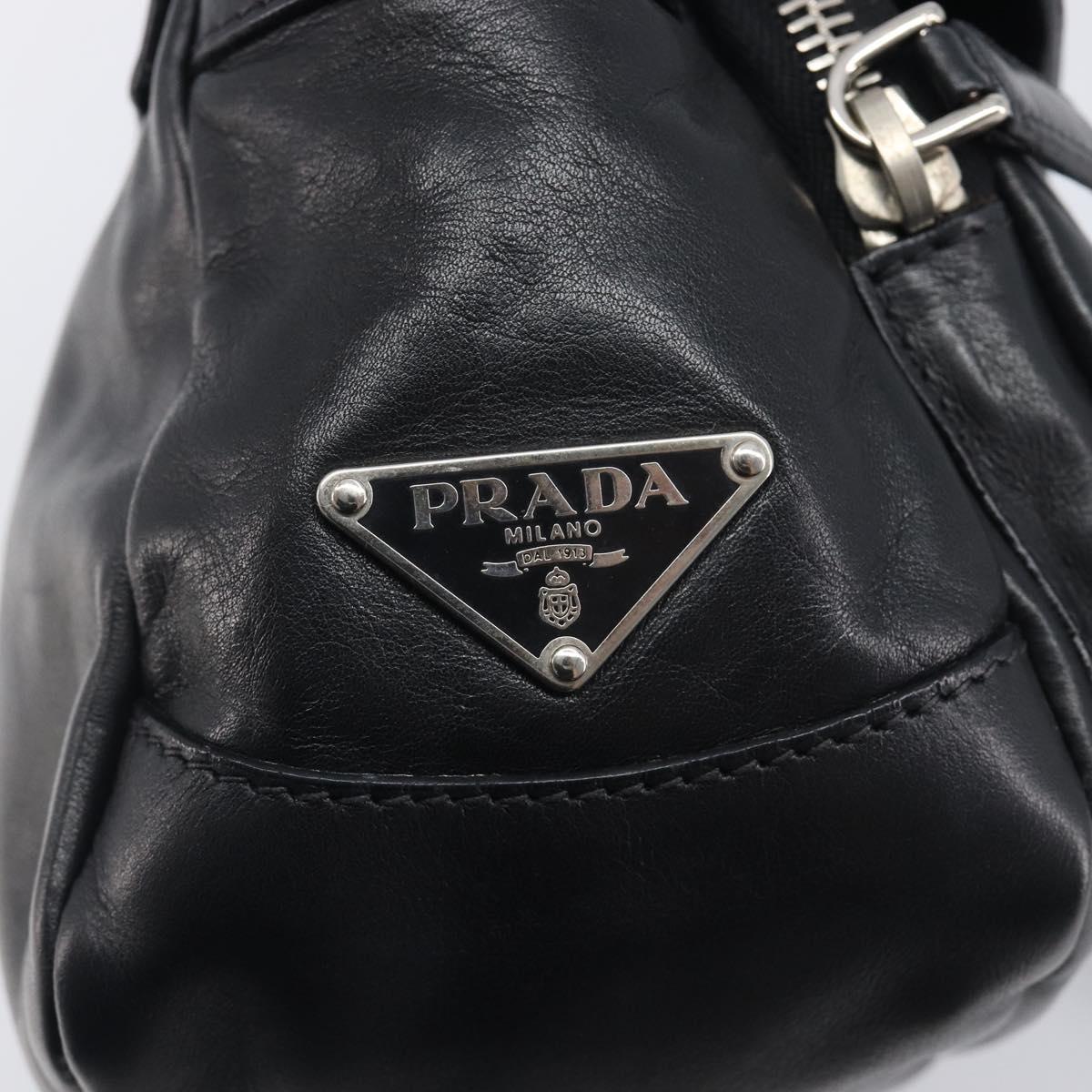 PRADA Shoulder Bag Leather Black Silver Auth BA15835V