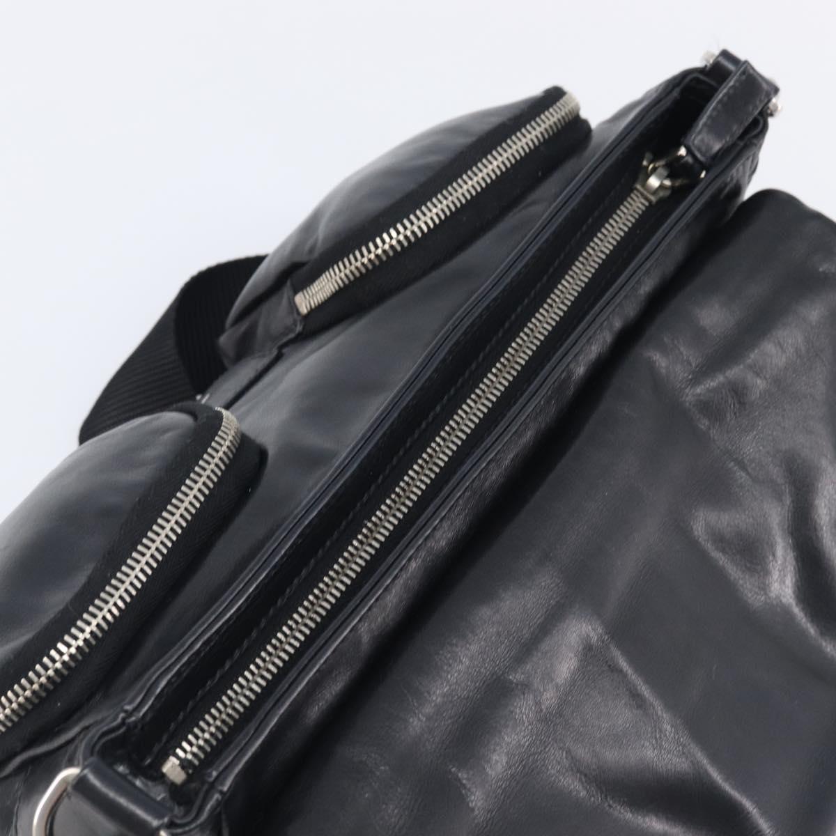 PRADA Shoulder Bag Leather Black Silver Auth BA15835V