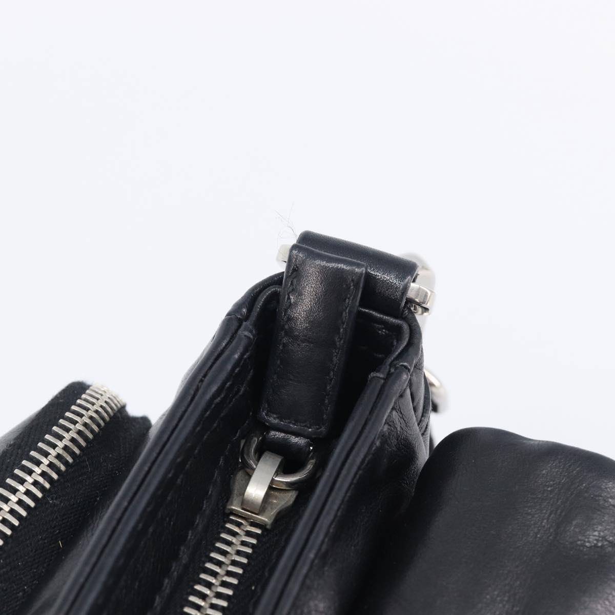 PRADA Shoulder Bag Leather Black Silver Auth BA15835V