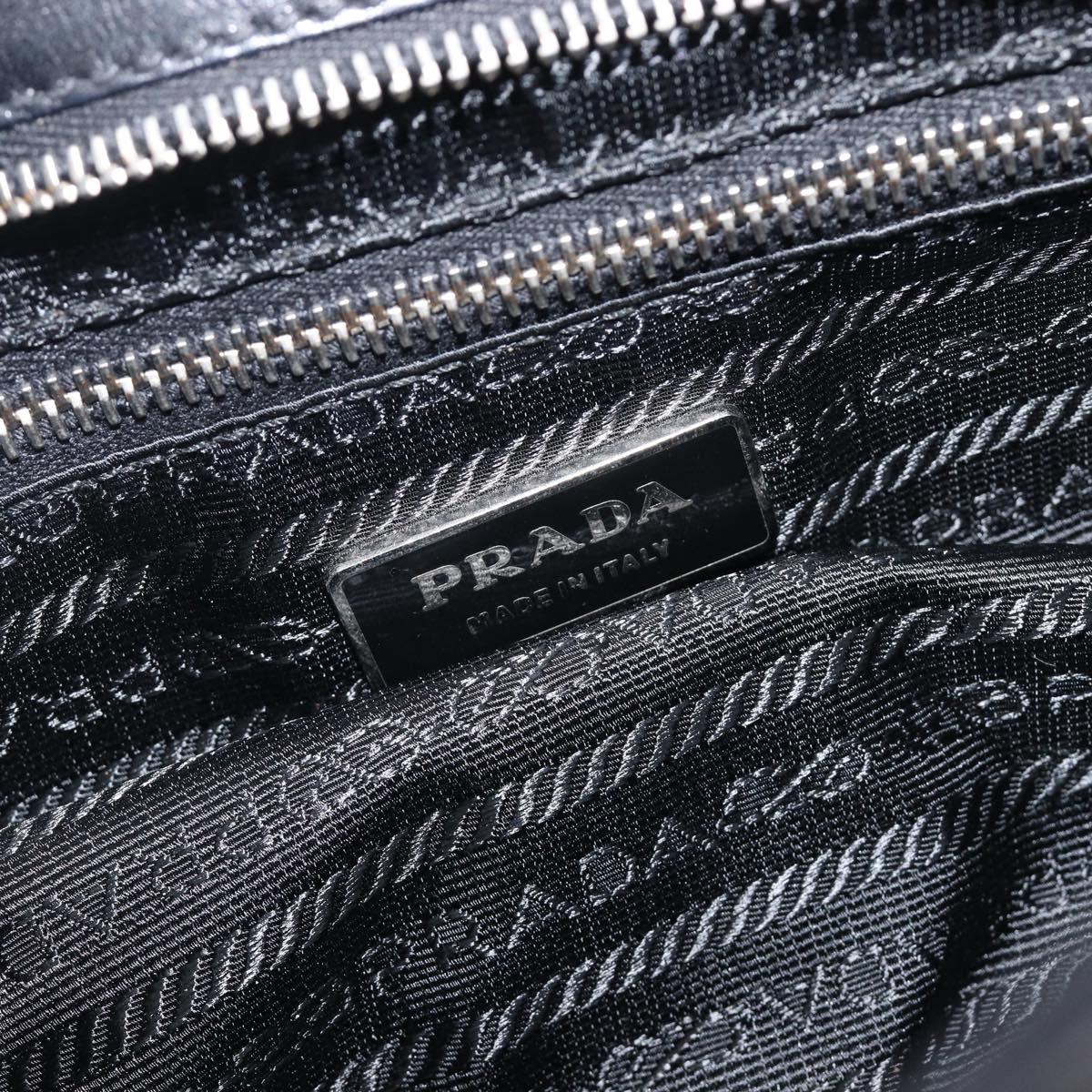 PRADA Shoulder Bag Leather Black Silver Auth BA15835V