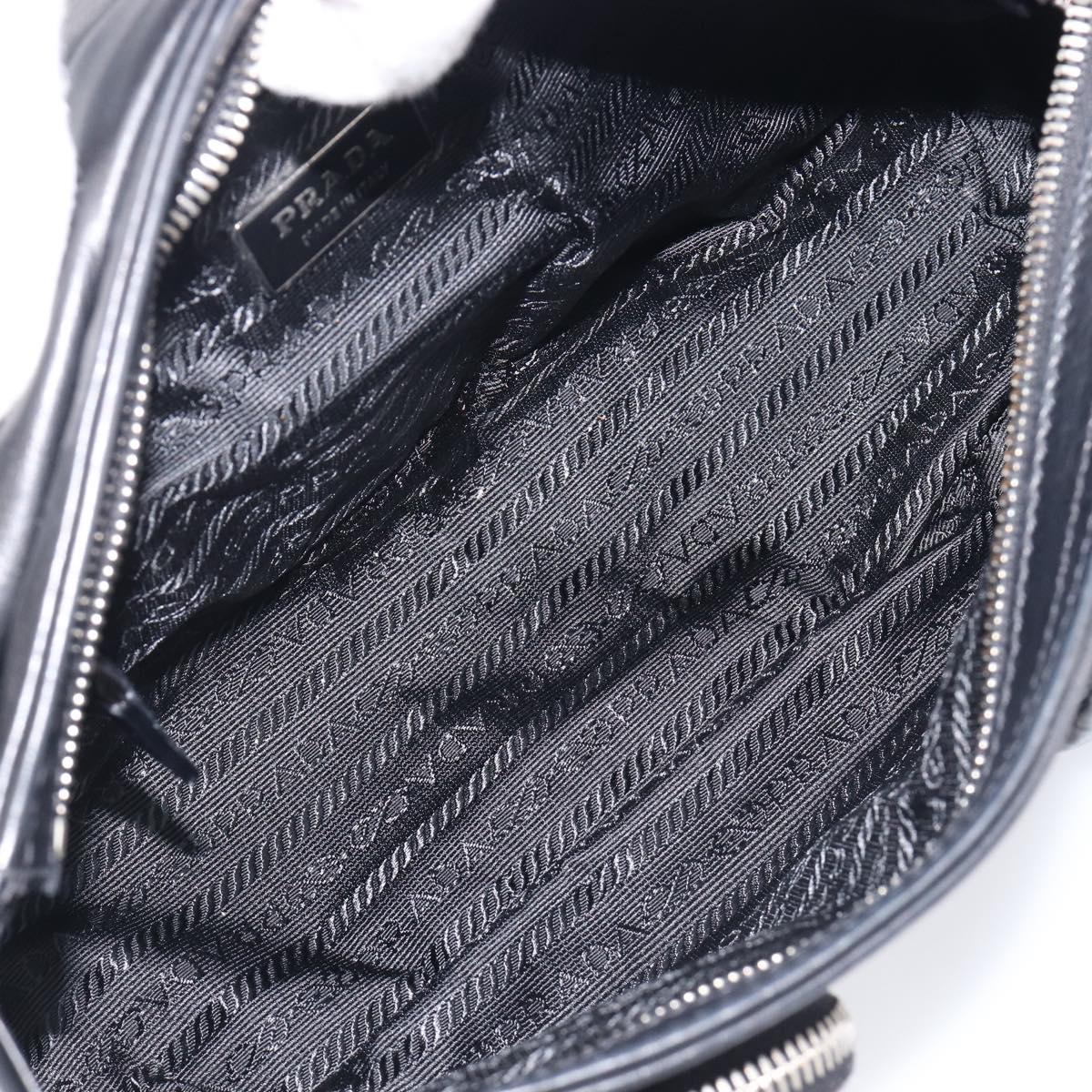 PRADA Shoulder Bag Leather Black Silver Auth BA15835V