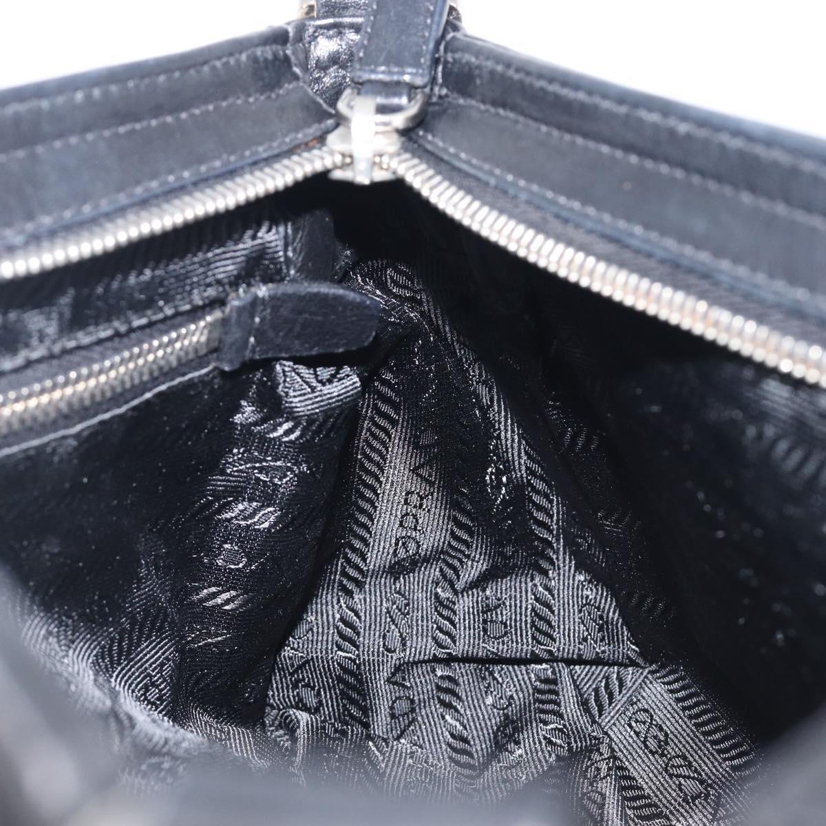 PRADA Shoulder Bag Leather Black Silver Auth BA15835V