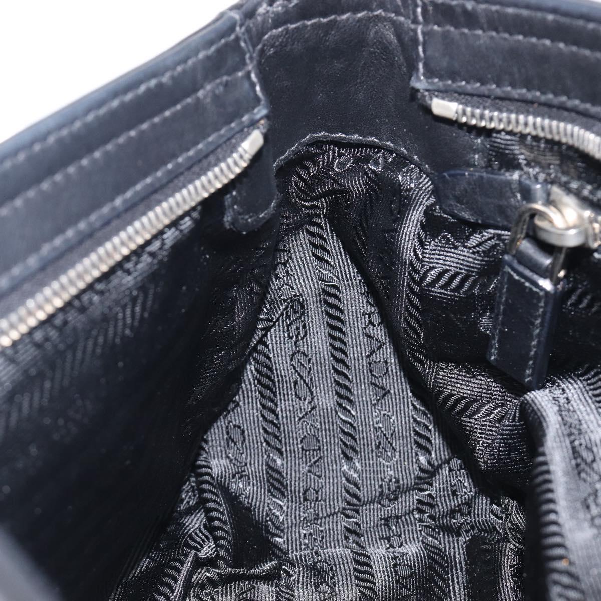 PRADA Shoulder Bag Leather Black Silver Auth BA15835V