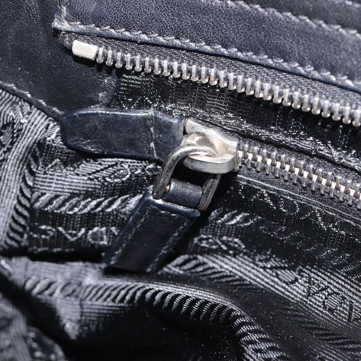 PRADA Shoulder Bag Leather Black Silver Auth BA15835V
