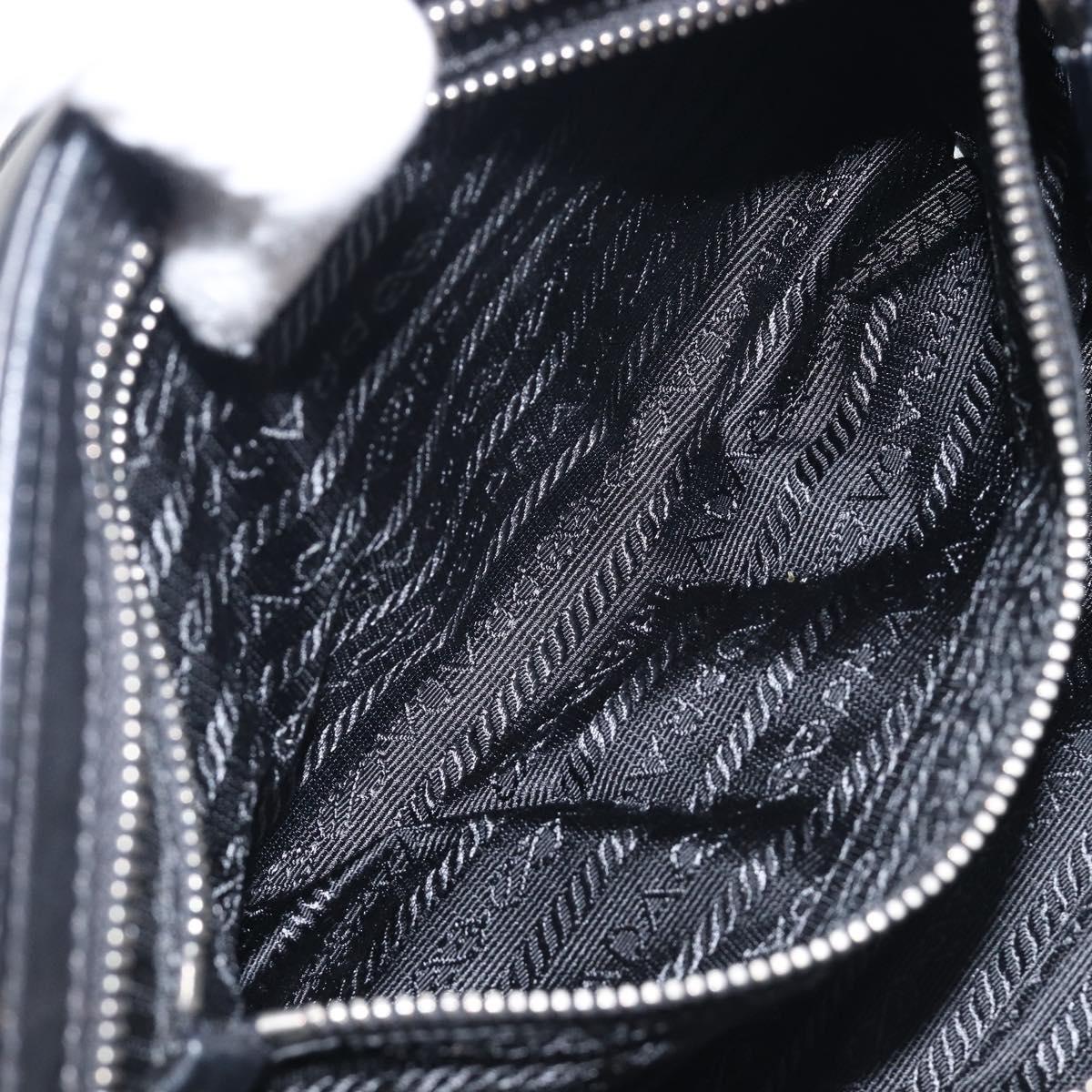 PRADA Shoulder Bag Leather Black Silver Auth BA15835V