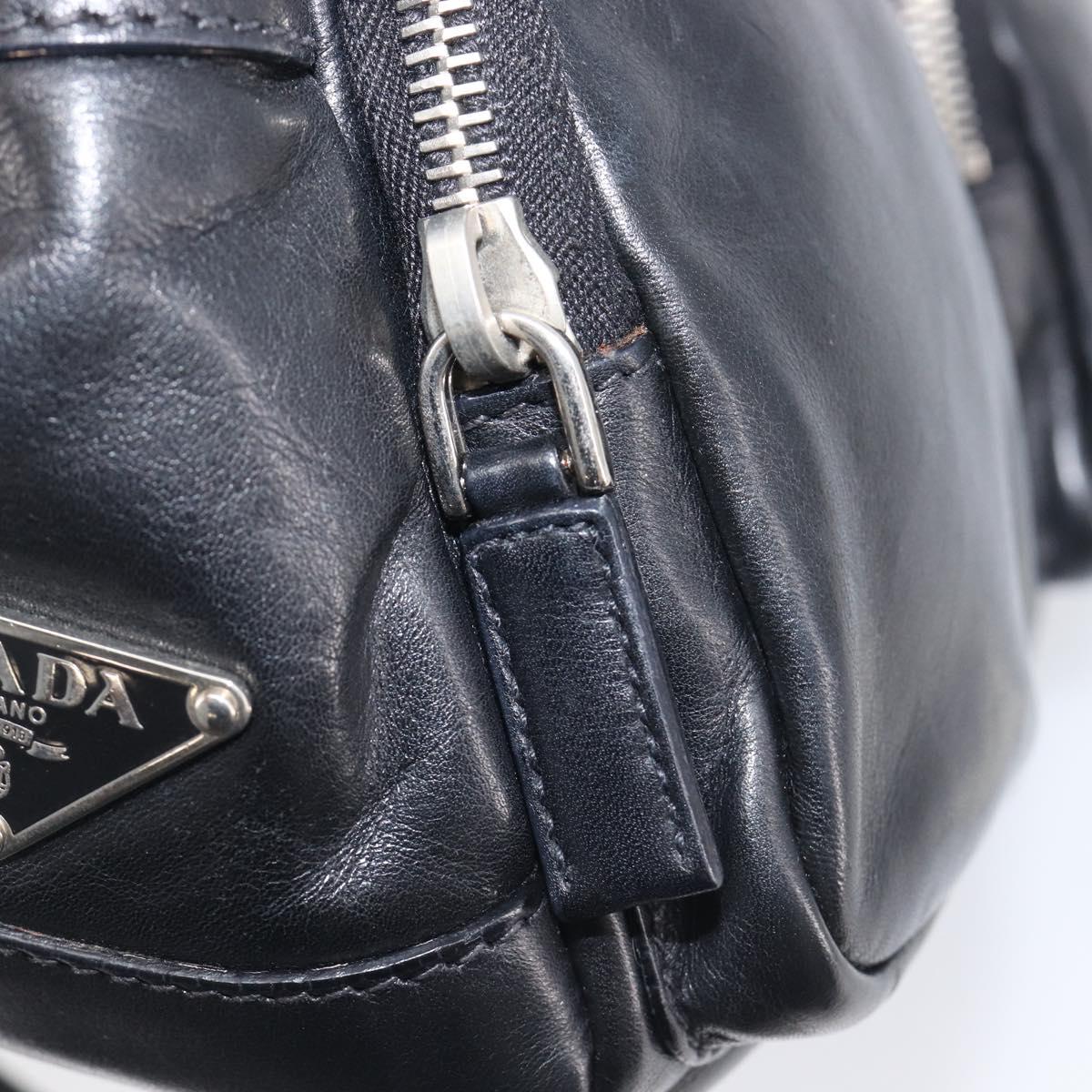 PRADA Shoulder Bag Leather Black Silver Auth BA15835V