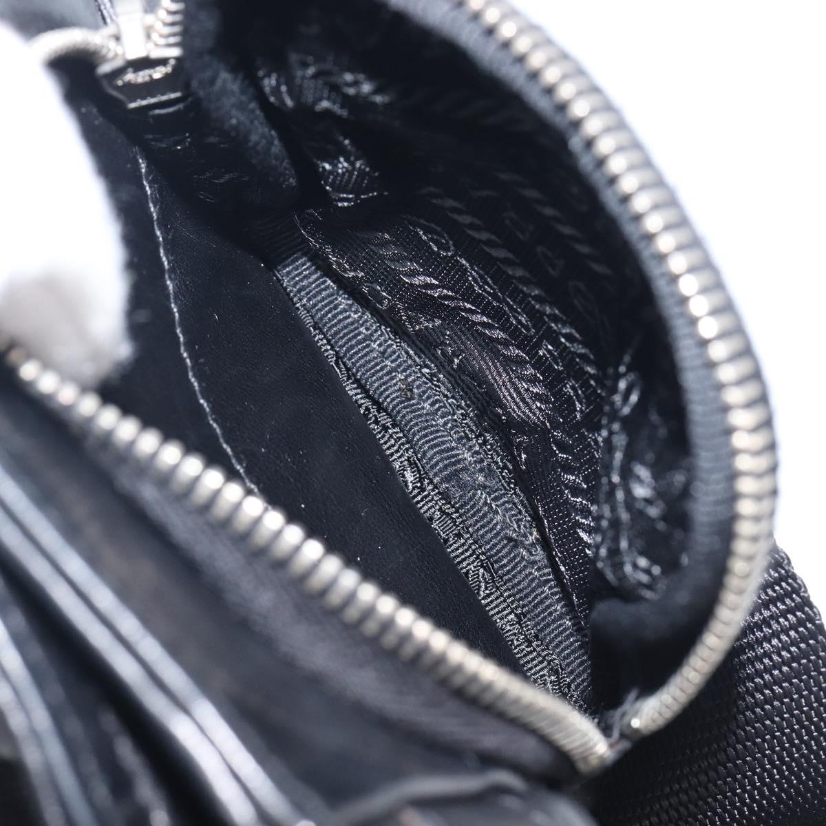 PRADA Shoulder Bag Leather Black Silver Auth BA15835V