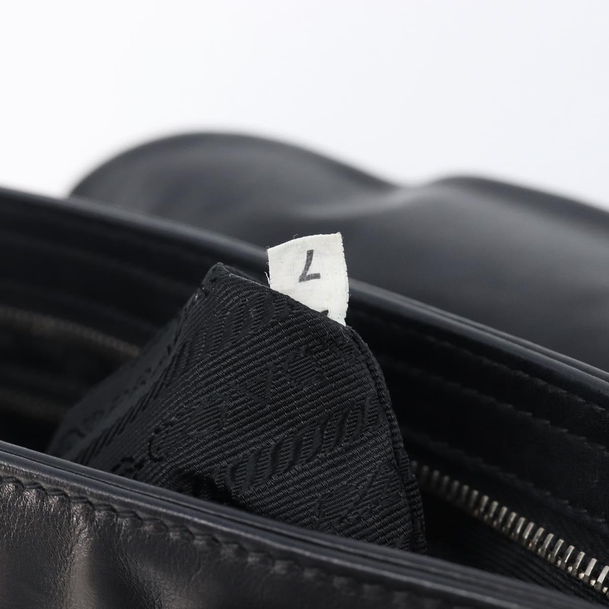 PRADA Shoulder Bag Leather Black Silver Auth BA15835V