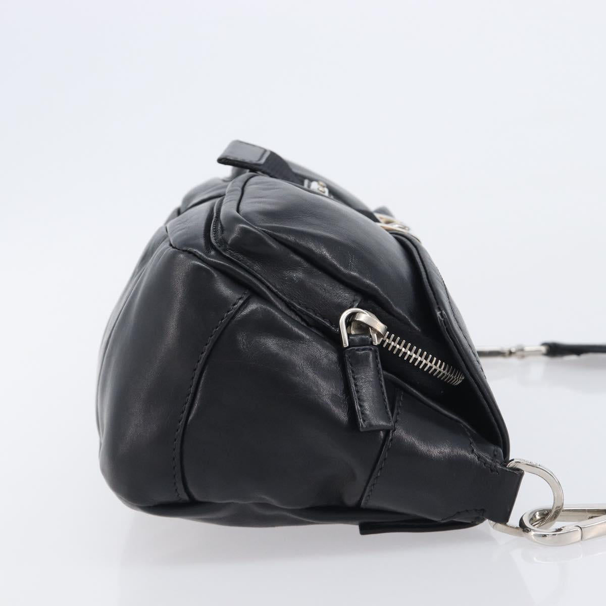 PRADA Shoulder Bag Leather Black Silver Auth BA15835V