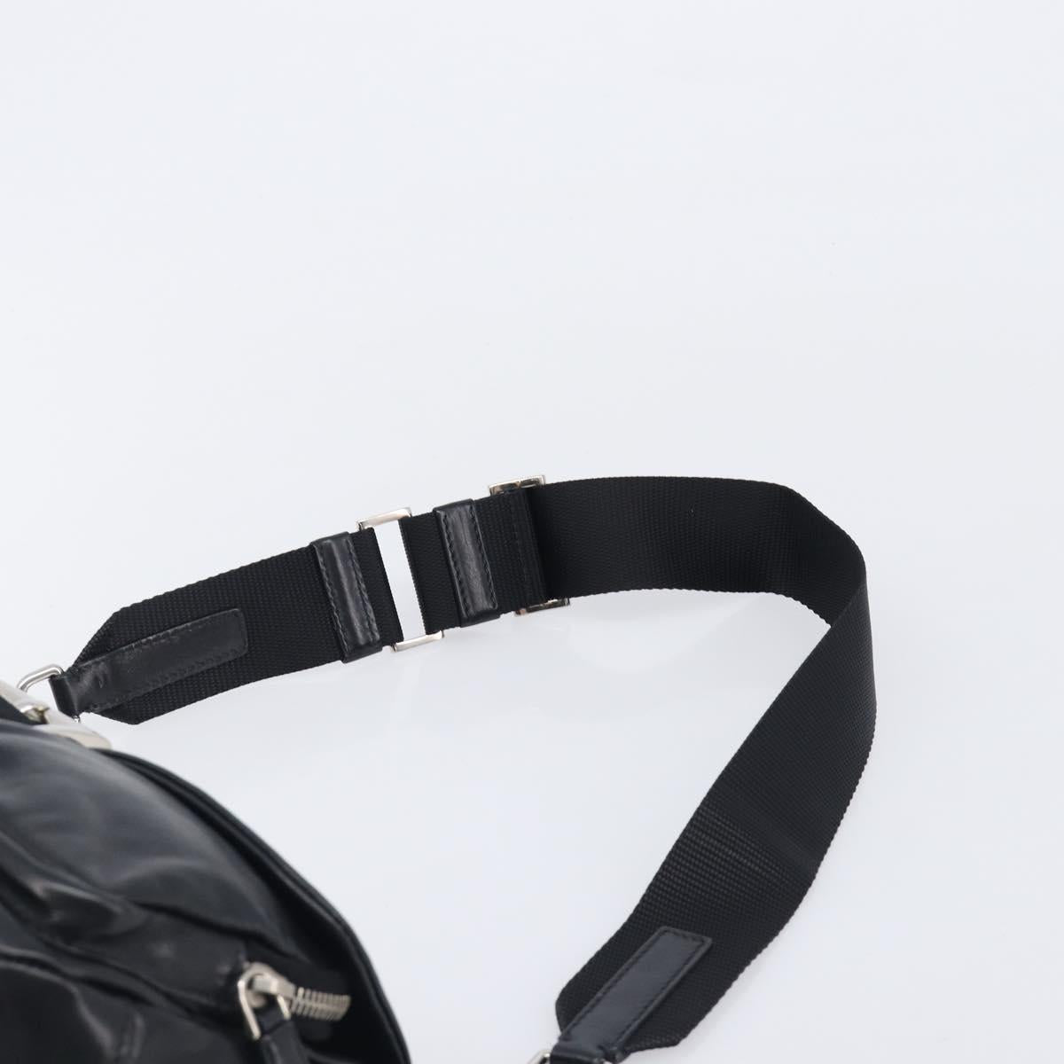 PRADA Shoulder Bag Leather Black Silver Auth BA15835V