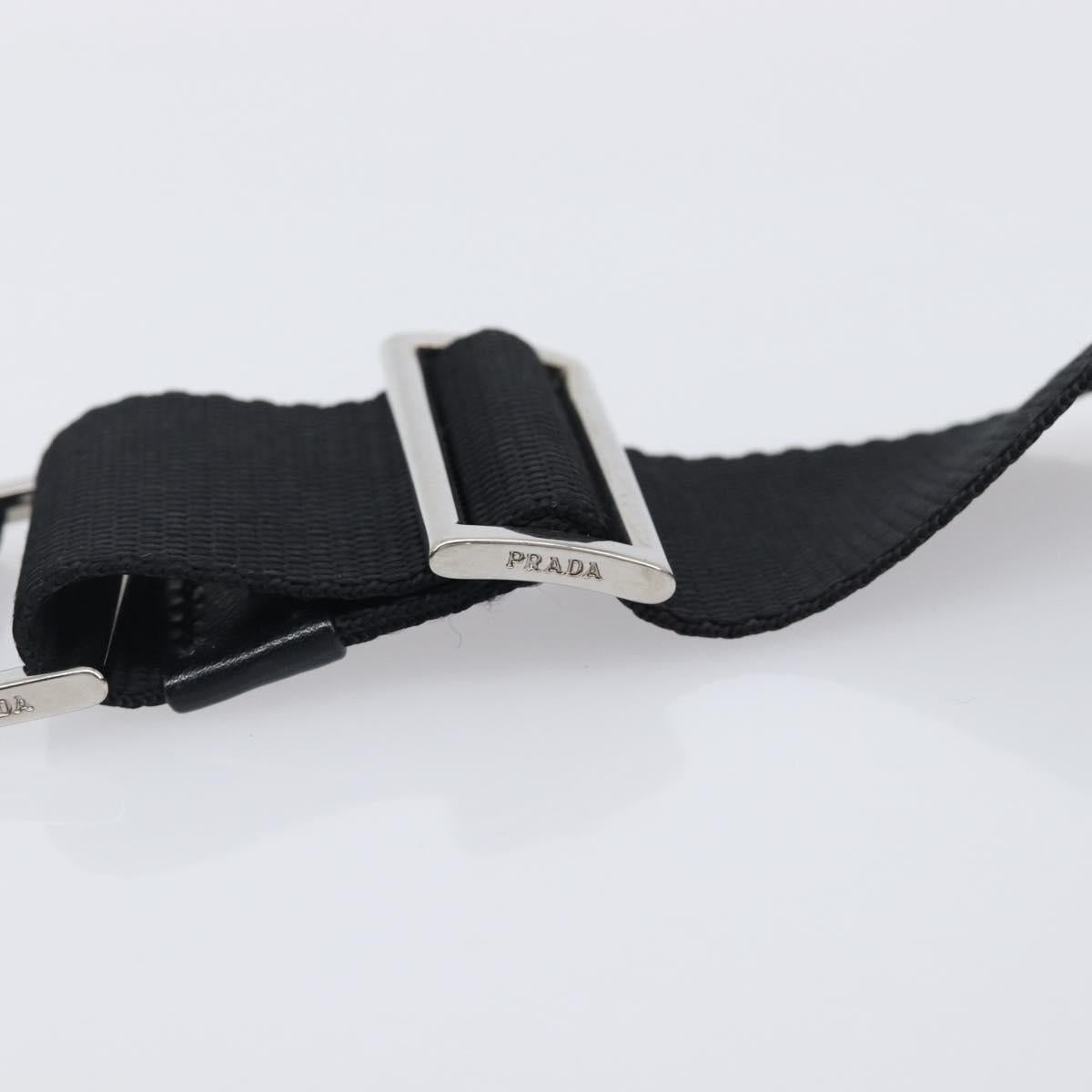PRADA Shoulder Bag Leather Black Silver Auth BA15835V