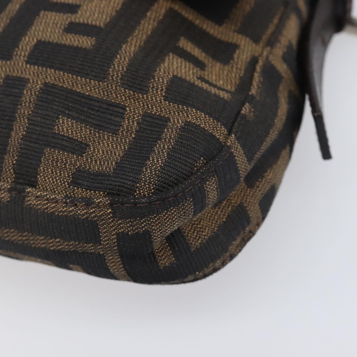 FENDI Zucca Canvas Mamma Baguette Shoulder Bag Black Brown 26424 Auth BA15836V
