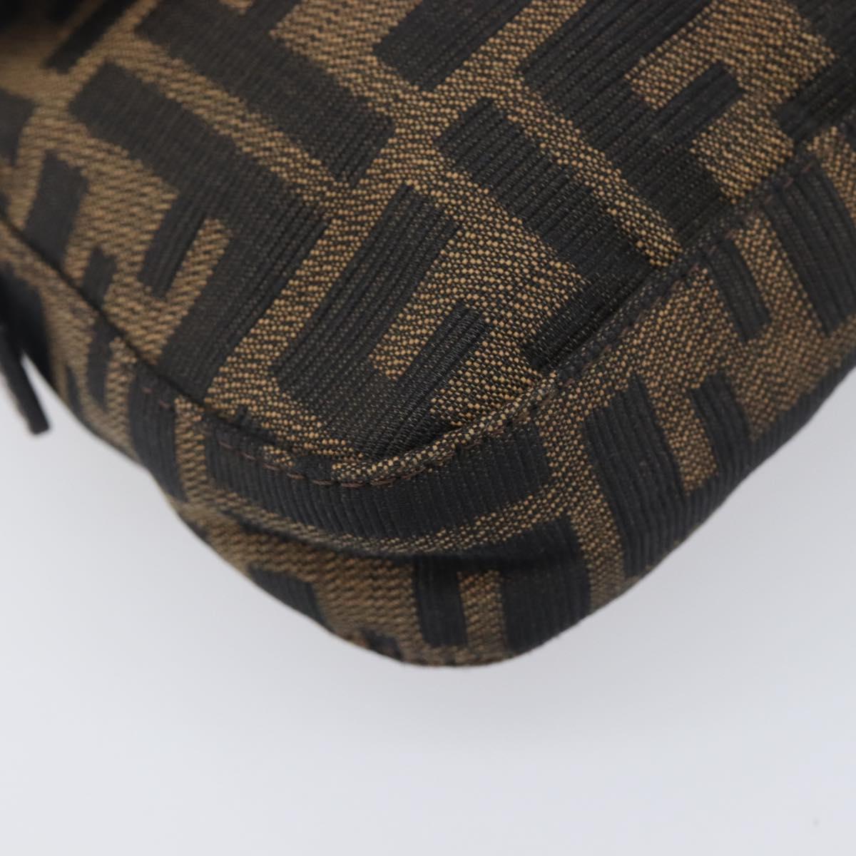 FENDI Zucca Canvas Mamma Baguette Shoulder Bag Black Brown 26424 Auth BA15836V