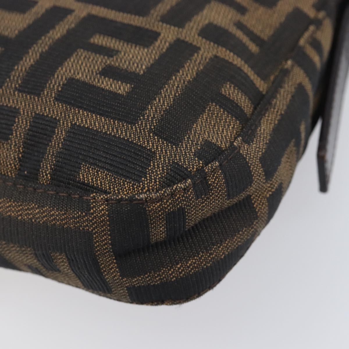 FENDI Zucca Canvas Mamma Baguette Shoulder Bag Black Brown 26424 Auth BA15836V